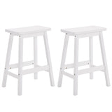 ZUN 2pcs Pine Wood Saddle Seat Bar Stool White 07638895