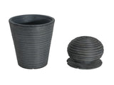 31.5"H Tall Striped Concrete Column Fountain-LED Light,Shadow Ambiance Maker for Modern Outdoor N765P324550G