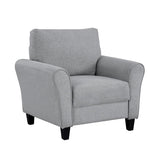 Modern 1pc Chair Dark Gray Textured Fabric Upholstered Rounded Arms Attached Cushion Transitional B01156447