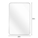 24x36 Inch Silver Metal Framed Rectangular Bathrrom Mirror for Wall. W2203P302742