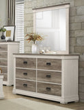 ZUN Beautiful White and Weathered Gray Transitional Style 1pc Dresser of 6 Drawers Antique Handles B011P183392