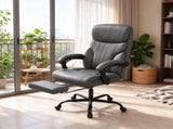 Heated Massage Office Chair, Reclining PU Leather Computer Chair with Footrest, Height Adjustable 98091009