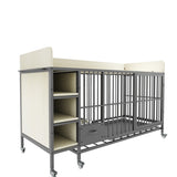 Large pet cage with storage rack, drawers with stainless steel food and water basin, made of iron W3064P245384