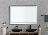 72 x 48 Inch LED Bathroom Mirror with Aluminum Frame, Wall Mounted Vanity Mirror, Anti-Fog, Memory, W2287P279505