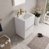 24" Freestanding Bathroom Vanity with Sink, Bathroom Storage Vanity Cabinet with Stone Resin W1573P211195