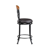 1pc Counter Height Swivel Chair Faux Leather Upholstered Black Metal Frame Dining Furniture B011P287563