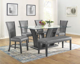 ZUN 2pc Contemporary Glam Upholstered Dining Side Chair Padded Plush Gray Fabric Upholstery Rich Black B011P151400