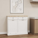 ZUN Two Drawers and Two-Compartment Tilt-Out Trash Cabinet Kitchen Trash Cabinet-White W282P160454