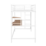 ZUN Twin Metal Loft Bed with Desk and Shelve,White 18643134