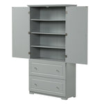 ZUN Wide Bathroom Storage Cabinet, Freestanding Storage Cabinet with Two Drawers and Adjustable Shelf, WF312729AAE