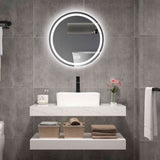 ZUN 24in. H LED Single Bathroom Vanity Mirror Polished Crystal Bathroom Round vanity mirror for smart W2026P203674