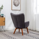 Leiria Contemporary Silky Velvet Tufted Accent Chair with Ottoman, Gray T2574P164273