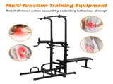 Power Tower Dip Station with Bench Pull Up Bar Stand Adjustable Height Heavy Duty Multi-Function 24611477