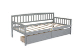 Twin-size Pine Wood Daybed with two Storage Drawers, Sofa Bed with Bed Platform of 10 Support W504P181786