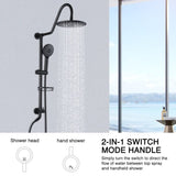 10" Rainfall Shower Head and Handheld Showerhead Combo Shower System with Slide Bar, Matte Black W1219105888