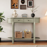 TREXM Elegant Retro Console Table with Curved Design Smooth Glaze for Entryways, Living Rooms N715P230796E