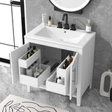 ZUN 30" Bathroom Vanity with Sink, Multi-functional Bathroom Cabinet with Doors Drawers, Solid Frame 17787318