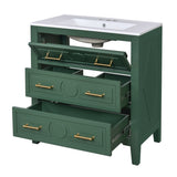 30'' Bathroom Vanity with Ceramic Sink Combo, Free Standing Single Vanity Set with 3 Drawers, Solid N710P246209F