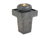 25.59"H Minimalist Concrete Column FountainLED-Lit Modern Outdoor Oasis, Sturdy Landscape Feature N765P324547G