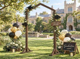 Wooden Wedding Arch 7ft Dark Brown, Pointed Top Gothic Style Ceremony Backdrop, Indoor & Outdoor 32521293