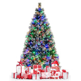 7ft Pre-Lit Christmas Tree - 70 Red Berries 70 Pine Cones, Changeable Lights & Auto-Stretching 16291170