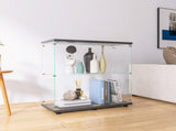 Two-door Glass Display Cabinet 2 Shelves with Door, Floor Standing Curio Bookshelf for Living Room W1806104442