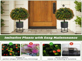 2-Pack 22" Artificial Topiary Ball Tree - 15" Boxwood BallsOrange Fruits, PE/PVCCement, 80983090