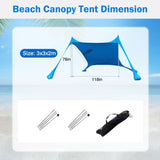 ZUN 9.8x9.8FT Foldable Beach Canopy Tent Collapsible Shade Sail Sun Protection Windproof Shelter 4 05454215