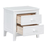 ZUN 2-Drawer Nightstand for Bedroom, Mid Century Retro Bedside Table with Classic Design,White WF308187AAK