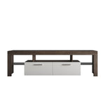 ZUN 20 minutes quick assembly brown simple modern TV stand with the toughened glass shelf cabinet 04458342