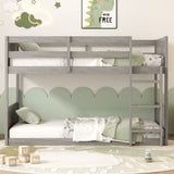 Twin over Twin Floor Bunk Bed Panelled Headboard and Footboard, Solid Rubber Wood Foundation W504P263832