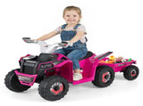 2 in 1 Kids Ride On ATV with Removable Trailer, 6V Electric Quad for Toddlers Ages 3 Rose Red 41959121