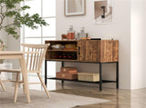 Rustic Brown Sideboard with 2 AC Outlets & 2 USB Ports, Charging Buffet Cabinet with Wine Rack 50254503