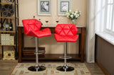 ZUN Glasgow Contemporary Tufted Adjustable Height Hidraulic Bar Stools, Set of 2, Red T2574P164867