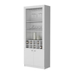 ZUN White Bar Cabinet with Wine Storage and Three Shelves B062P193658