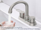 2 Handles Bathroom Sink Faucet, Brushed Nickel Centerset RV Bathroom Faucets for 3 Hole pop-up 43654046