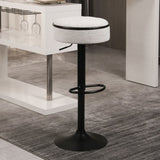 Round Storage Bar Stool Set of 2, Off White Linen Height Adjustable Barstool, 360&degCounter Height W2200P196801