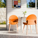 4-PackTropical Orange Chairs Red Oak Wood Legs & PP Seat, Indoor Dining & Living Room Furniture W3450P322871