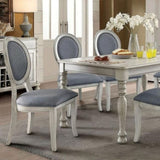 Transitional Antique White and Gray Side Chairs Set of 2 Chairs Dining Room Furniture Padded fabric B01152296