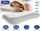 2 Pcs Breathable Mesh Ergonomic Sleep Pillow, DualSided High & Low Zoned Support with Ear Slot, 18100448