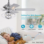 ZUN 52" Dual Wood 5-Blade Crystal Ceiling Fan with Remote W1592P154303