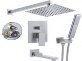 Male NPT Brushed Nickel Shower System, 12 Inch Shower Fixtures Rain Shower Head with Handheld Shower 73680087