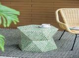 19x19x20" Tapered Green Garden Capiz Stool, Accent Side Table W2078P487549