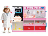 Pink Wooden Doctor Office Playset with X-ray ECG Monitor Sink Height Measurer for Toddlers 3-6 29590229