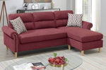 ZUN Paparika Red Color Polyfiber Reversible Sectional Sofa Set Chaise Pillows Plush Cushion Couch HS00F6449-ID-AHD