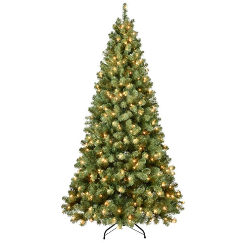 Artificial 7ft Green LED-lit Christmas Tree with 1072PVC Mixed Branch Tips,Hinged Premium & Foldable 24075758