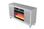 ZUN TV Stand With Electric Fireplace in Silver B00969705