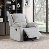 Modern Reclining Chair Gray Chenille Upholstered Pillowtop Arms Solid Wood Frame 1pc Living Room B011P188427