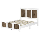 Farmhouse Wooden Platform Queen Size Bed, Modern Platform Bed with Wooden Strip Decoration, Plywood WF530906AAK