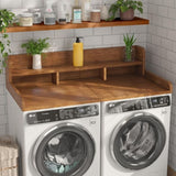 Washer Dryer Countertop, Laundry Wood Shelf Topper with Edge, 54" Width x 27.5" Depth Double Layer W2641P309073